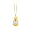 S925 Banhado a Prata Ouro-incrustado Hetian Jade Bolsa de Dinheiro Fufu Bolsa Estilo Requintado Personalidade Retro Feminino Pingente Corrente Pingente