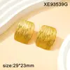 Pendientes Pendientes de Lujo Accesible Popular Retro Transfronterizos Acero Inoxidable Oro de 18 Quilates Acero de Titanio Chapado en Oro Textura en Relieve Rayas de Corazón