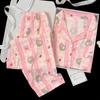 Primavera y Otoño Nubes Rosas Algodón Ropa para Estar en Casa Amor Rayado Estampado Manga Larga Pantalones Pijama Foto Real Venta al Mayoreo