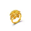 Aleación de Cobre Moda Lujo Ligero Nuevo Anillo Abierto de Crisantemo Oro de Imitación Diseño para Mujer Boda Tres Dorados Accesorios de Compromiso