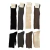 Calcetines Gruesos Adelgazantes de Raya Vertical para Otoño e Invierno de Mujer, Paleta de Colores Maillard, Estilo Japonés, Calcetines Lisos de Media Pantorrilla, Calcetines Largos Versátiles