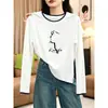 Camiseta de manga larga a la moda estilo americano para mujer, con un diseño de dos piezas simulado, un aspecto refinado, un aire juvenil y un efecto adelgazante, perfecta para el trabajo o para uso casual, en un moderno color gris para otoño
