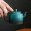 Tetera vintage verde turquesa con cambio de horno, juego de té kung fu para el hogar, tetera de una sola tetera, taza de té de gres de estilo japonés, tetera de una sola taza