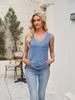 2025 Ropa de mujer europea y americana Amazon Primavera y Verano Nuevo Color sólido Cuello en V Bolsillo suelto Chaleco tipo jersey Top