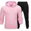 Conjunto de sudadera de color liso de talla grande para hombre y mujer, 220 g de tela, fabricante mayorista, conjunto holgado de talla grande de marca de moda para parejas