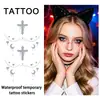 Estampagem a Quente Cruzada Adesivos de Rosto de Halloween Adesivos de Tatuagem Homens Mulheres Estilo Europeu Americano Adesivos de Maquiagem Impermeáveis Duradouros Lua Crescente Estrelas Corações