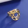 Anillo de acero de titanio con forma de estrella de seis puntas, popular en Europa y América, joyería al por mayor, anillo ajustable con forma de estrella de seis puntas hueca de estilo retro simple