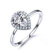 Simples S925 Sterling Prata Anel Pera em forma de Gem Ring Personalidade Geração de fábrica de anel esmeralda