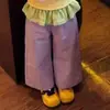 Conjunto de Niña 2026 Verano Chaleco Dopamina Estiloso Color Bebé Bloques de Color Top de Dibujos Animados Pantalones Rectos Morados