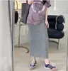 Traje para Mujeres Embarazadas 2024 Verano Nuevo Moda Coreana Holgado Casual Delgado Camiseta con Letras Falda Elástica