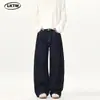 2026 Nuevos jeans de estilo americano simples de mezclilla cruda con corte curvo para hombres y mujeres, pantalones versátiles holgados de pierna ancha con corte relajado