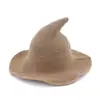 Gorro de Mago de Punto de Color Sólido Sombrero de Halloween Otoño Invierno Mujer Sombrero de Bruja Puntiagudo Sombrero Mágico Plegable