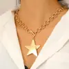 Colar Pingente Estrela de Cinco Pontas Geométrico de Liga Europeu e Americano Cruzado Moda Personalidade Exagerada Corrente para Clavícula Estrela Atacado