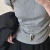 Colar Longo Coração Estilo Fever para Mulheres, Corrente para Suéter Moderna e Versátil, Acessório de Corrente para Moletom na Moda