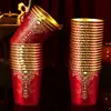 Vasos de Papel para Boda, Vasos Desechables para Agua, Vasos Engrosados para Celebración de Boda, Banquete de Boda Vasos Rojos con Lámina Dorada para Té Casero, Boda