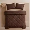 Funda de edredón de color liso en stock en Amazon transfronterizo, colcha cepillada estilo europeo y americano, patrón de ondas de diamante acolchado, ropa de cama de color liso