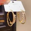 Brincos Duplos Redondos Geométricos de Zircônia Banhados a Ouro 18K Banhados a Prata Luxo Acessível Brincos Elegantes de Nicho para Mulheres