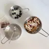 Atacado Transfronteiriço Tigela de Vinho de Arroz de Aço Inoxidável 304 Tigela de Salada Dourada Coreana com Alça Tigela para Comida de Bebê Tigela de Arroz