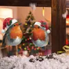 BRUP Calcomanía Navideña de Petirrojo para Ventana Escena Invernal de Nieve Pájaro Pequeño Festival Cálido Navideño Calcomanía para Ventana Pintura HS-UV5763C