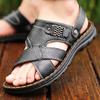 Sandalias de cuero genuino para hombre, zapatos casuales de exterior, de doble uso, para playa, de mediana edad y mayores, para verano de 2022