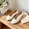 Mocasines planos de lentejuelas de cristal estilo hada, zapatillas de ballet con lazo en talla grande, elegantes y versátiles para mujer