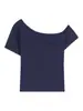 2026 Transfronterizo Nuevo de Moda Camiseta de Manga Corta de un Solo Hombro Ajustada para Mujer Verano Ajustada Camiseta Básica Adelgazante Top Corto