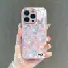 Estilo Nórdico Azul Fantasia Bolha Luz Ponto Capa de Celular Adequada para iPhone 17Pm, Luxo Leve Alta Qualidade Vidro Capa Protetora
