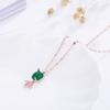 Nuevo Collar Pez de la Buena Suerte para Mujer Moda Simple Lujo Ligero Ónix Verde Pez Dorado Cadena Clavícula Venta al por Mayor