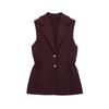 Comercio exterior al por mayor, estilo europeo y americano, moda de verano 2025, traje de cuello sin mangas, cintura plisada, chaleco de punto para mujer B65015