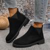 Comercio exterior transfronterizo talla grande 2024 otoño nuevo punta redonda baja tacón grueso manga estilo europeo y americano moda botas Martin de mujer