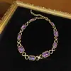 Bronce Antiguo Occidental Chapado 18 Oro Retro Viejo con Strass Morado Cuadrado con Lazo Oro Liso