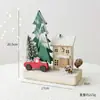 Decoraciones Navideñas Transfronterizas Adornos de Casa de Nieve de Madera Arreglo de Árbol de Navidad para Escritorio de Coche Decoración para Fiesta Navideña