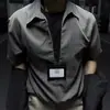 Ins Verano Nueva Ropa para Hombre Holgada Texturizada Plisada Casual Americano Cuello Solapa Manga Corta Camisa Tendencia de Camisas para Hombre