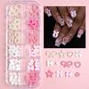 Caja de 12 juegos caja clavo joya blanco rosa perla amor lazo diy pegamento crema caja de material para funda de teléfono móvil