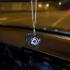 Pendente para Interior de Carro Criativo Transfronteiriço com Olho de Diabo Cravejado com Diamantes, Formato de Coração, Lado Duplo, Cheio de Diamantes, Ornamento para Pendurar no Retrovisor do Carro, Coração de Amor