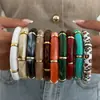 Pulsera Elástica de Moda Transfronteriza Europea y Americana Estilo Ins Diseño de Resina Difuminada Codo Pulsera de Bambú Estampado de Leopardo