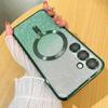 Funda magnética para teléfono adecuada para Samsung S26Ultra con polvo de purpurina transparente galvanizado, Funda de cobertura total degradada para S25Edge, Funda para S24Fe