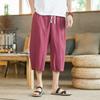 Pantalones Capri de Verano para Hombre Pantalones Casuales de Lino Fino Estilo Chino Sueltos Talla Grande Pantalones Rectos Algodón y Lino Shorts de Playa a la Moda