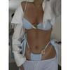 2025 Nuevo Bikini Transfronterizo con Carcasa Metálica Decoración Color Puro con Cordones Sexy y Lindo Fiesta Fábrica En Stock