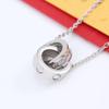 Collar Kaga de pastel de doble aro con diamantes de circonita, cadena para clavícula de acero de titanio que no se desvanece, colgante de oro rosa, regalo