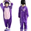 Otoño e Invierno Comercio Exterior Infantil Gato Morado Diana Animal de Dibujos Animados Franela Pijamas Gemelos Ropa de Casa para Hombres y Mujeres
