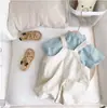 Estilo Fresco de Verano~ Versión Coreana de Conjunto de Camisa a Cuadros y Overol para Niños, Atuendo de Verano para Niños, Estilo Delgado, Estilo Ins