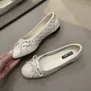 Zapatos de Salón Planos Estilo Retro Francés con Lazo, Punta Redonda, Corte Bajo, Tacón Bajo Grueso, 2026, Versátiles, de Temperamento, Suela Suave