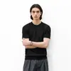 Camiseta de Punto de Manga Corta Estilo Old Money para Hombre, Tendencia Europea y Americana Ins Color Sólido Capa Base Casual para Verano