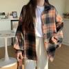 Camisa a Cuadros Cepillada Engrosada Otoño e Invierno Nueva Retro Holgada de Manga Larga Holgada Estilo Perezoso Pequeña Ropa Exterior Superior