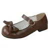 Nuevos Zapatos de Cuero Dulces y Lindos de Punta Redonda Versátiles Estilo Lolita de Primavera para Mujer para Comercio Transfronterizo