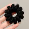 Elástico de Cabelo de Pelúcia Simples Tipo Fio de Telefone para Mulheres, Corda Elástica Alta para Rabo de Cavalo Outono e Inverno, Não Danifica o Cabelo, Acessório de Cabelo Durável