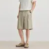 Ropa de Hombre Shanggu Verano Fresco Tencel Lyocell Lino para Hombre Estilo Old Money Ropa de Trabajo Pantalones Casuales Shorts Sueltos
