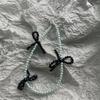 Cordón para teléfono móvil con lazo de perlas de lujo, estilo coreano, hecho a mano, con cuentas que combinan con todo, adornos colgantes para bolso, corazón colorido para niña