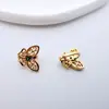 Fecho de Coração em Cobre Banhado a Ouro com Microincrustação de Zircônia Pulseira com Contas de Cristal Fecho de Ponta Acessórios para Joias DIY